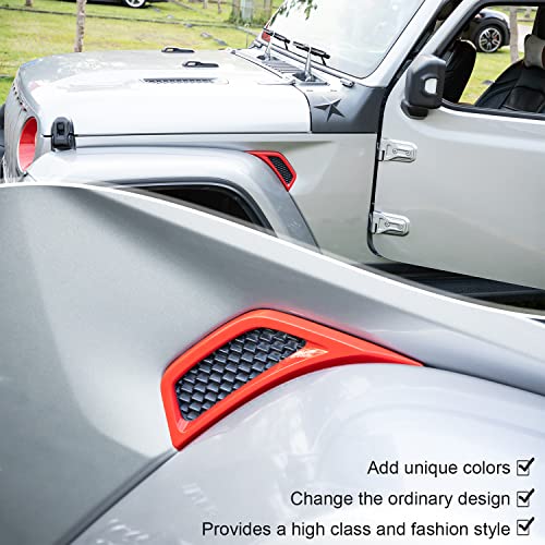 Bonbo 2PCS Exterior Accessories Wheel Eyebrow Side Air Conditioning Vent Outlet Cover Trim for Jeep Wrangler JL JLU Sports Sahara Freedom Rubicon Unlimited Gladiator JT 2018-2023 (Red) - Image 4
