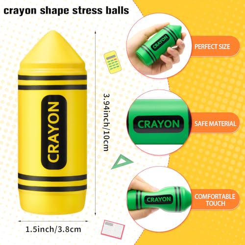 Wiwiqing 6 Pcs 394 Inches Crayon Stress Balls Toys Gift for Kids Adult Easter Classroom School Student Teacher Reward Party Favors Prizes Motivational Foam Stress Relief Slow Rising Hand Squeeze - Image 5