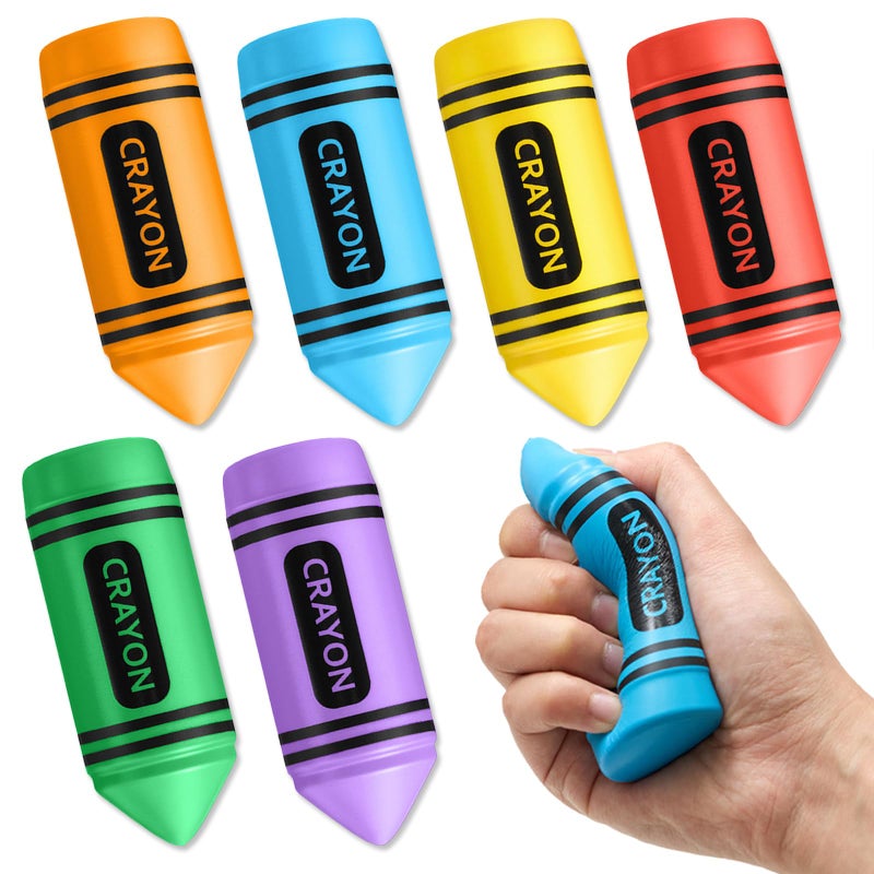 Wiwiqing 6 Pcs 394 Inches Crayon Stress Balls Toys Gift for Kids Adult Easter Classroom School Student Teacher Reward Party Favors Prizes Motivational Foam Stress Relief Slow Rising Hand Squeeze - Image 3
