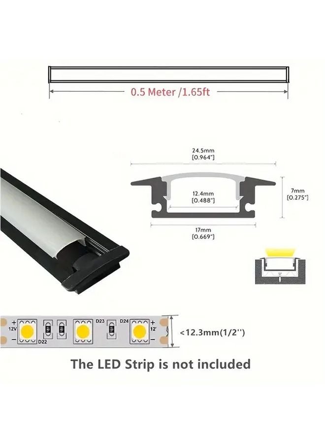 6Pcs Silvery Aluminum LED Channel Diffuser With White Cover U Shaped Profile - Image 4