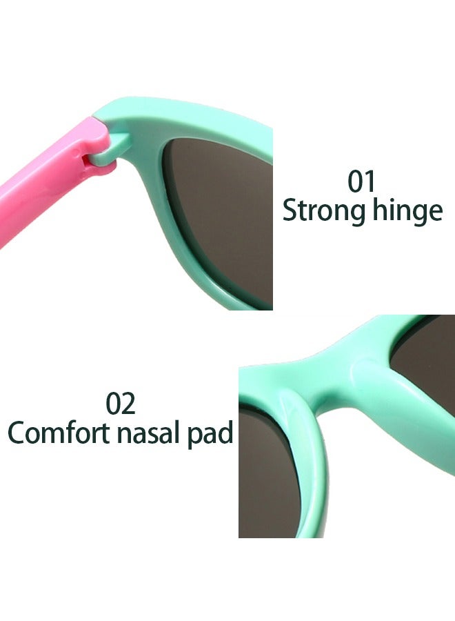 Kids Sunglasses, Rubber Flexible Frame Sunglasses Toddler Eyewears, Polarized Sunglasses, Neon Sunglasses for Kids Boys Girls of 3-10 Years Old, Birthday Party Beach Pool Supplies， - Image 3