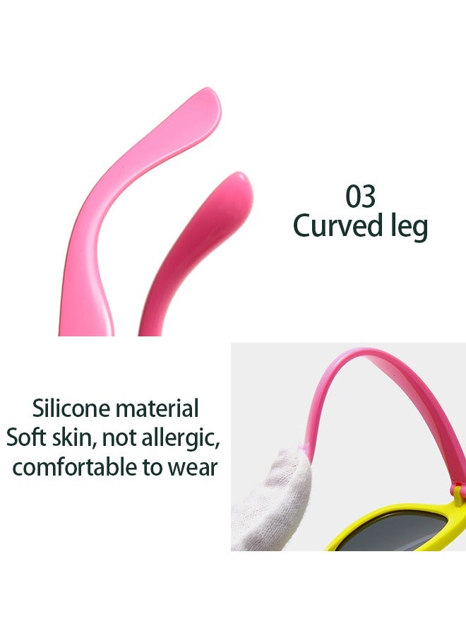 Kids Sunglasses, Rubber Flexible Frame Sunglasses Toddler Eyewears, Polarized Sunglasses, Neon Sunglasses for Kids Boys Girls of 3-10 Years Old, Birthday Party Beach Pool Supplies， - Image 4