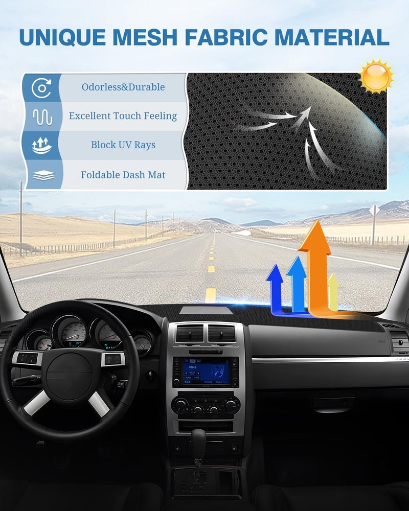 FIILINES Dash Cover Compatible with Dodge Charger 2008 2019 2010 Dashboard Mat Cover Charger Accessories Dash Mat Sunshade Nonslip Mesh Protector No Glare - Image 5