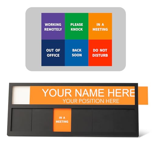 EliteSign Name Plate for Desk& Office Door Sign, 6 Options Do Not Disturb, In A Meeting, Out of Office, Working Remotely, Please Knock, Stick or Stand with Desk Name Plate, Black no icon - Image 1