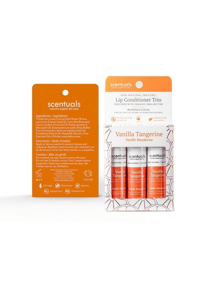 Scentuals Lip Balm Vanilla Tangerine Set of 3, Made with Shea Butter, Cocoa Butter, Avocado & Jojoba oil, Beeswax, Vitamin E and Essential oil, Moisturizing Lip Care, Cruelty Free Hydration, Natural (3 Pack) - Image 5