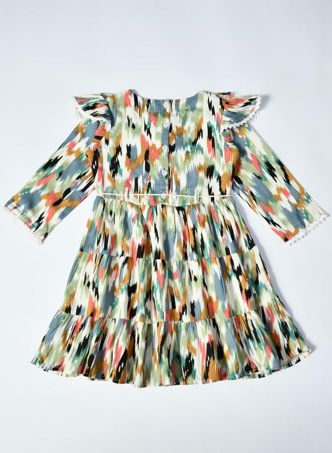 بيلا مودا فستان بطبعات مجردة بكشكشة - Image 3