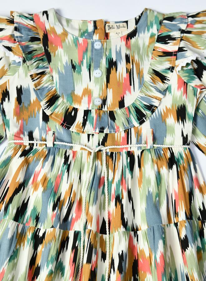 بيلا مودا فستان بطبعات مجردة بكشكشة - Image 4