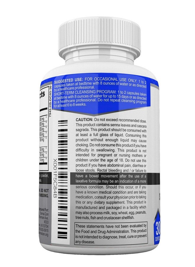 إتيرنال زن منظف القولون Eternal Zen 15 Day Colon Cleanser Detox مع أعشاب قوية للغاية، السنا هو ملين طبيعي سريع المفعول لتخفيف الإمساك - منظف الجسم بالكامل - 30 كبسولة  - Image 2