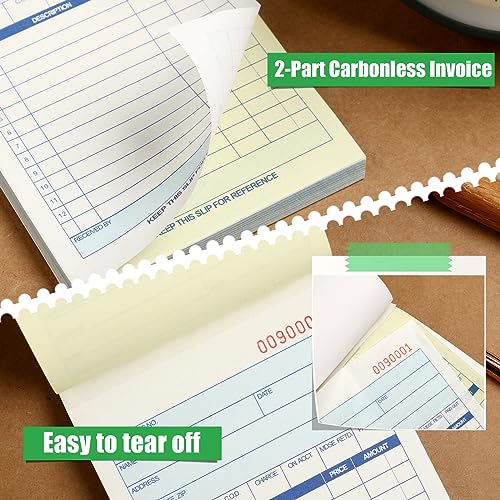 Lincia 1 Pads Sales Order Books 2 Part Carbonless (White/Canary Yellow) Receipt with Carbon Copies Cover Receipt Form Invoice 50 Sets Per Book (4.18 x 7.2 Inch/ 10.6 x 18.3 Cm) - Image 3
