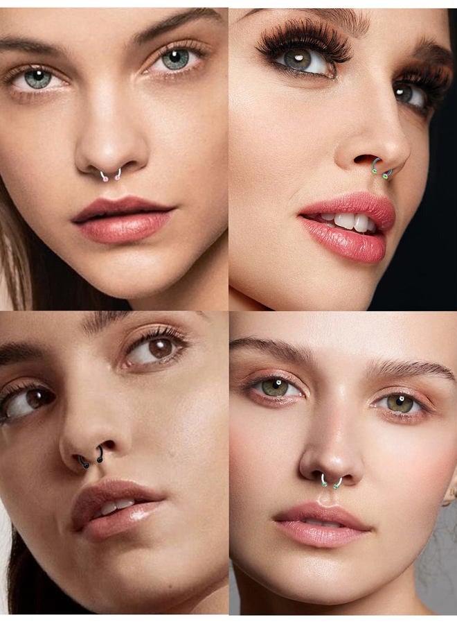 Cisyozi 16G Clear Plastic Septum Rings Jewelry Flexible Silicone Horseshoes Septum Nose Eyebrow Smiley Lip Ring Hoop Cartilage Helix Rook Daith EarringS Piercing Jewelry Retianer Women Men Work Sport - Image 4