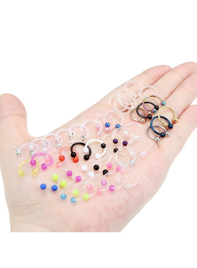 Cisyozi 16G Clear Plastic Septum Rings Jewelry Flexible Silicone Horseshoes Septum Nose Eyebrow Smiley Lip Ring Hoop Cartilage Helix Rook Daith EarringS Piercing Jewelry Retianer Women Men Work Sport - Image 3