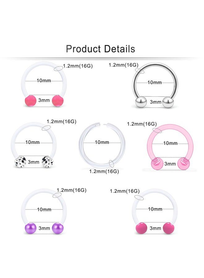 Cisyozi 16G Clear Plastic Septum Rings Jewelry Flexible Silicone Horseshoes Septum Nose Eyebrow Smiley Lip Ring Hoop Cartilage Helix Rook Daith EarringS Piercing Jewelry Retianer Women Men Work Sport - Image 5