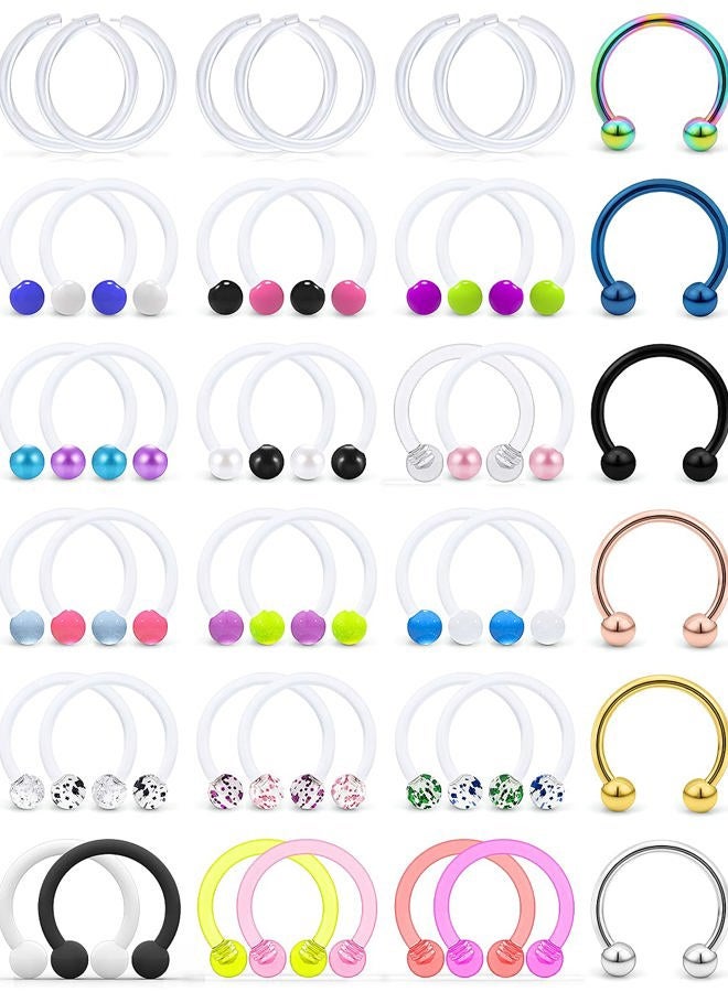 Cisyozi 16G Clear Plastic Septum Rings Jewelry Flexible Silicone Horseshoes Septum Nose Eyebrow Smiley Lip Ring Hoop Cartilage Helix Rook Daith EarringS Piercing Jewelry Retianer Women Men Work Sport - Image 1