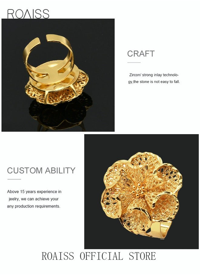 Flower Opening Ring Jewelry Gold Plated Floral Blossom Shape Exquisite Generous Luxury Gift for Engaged Bridal Wedding Women Ladies Girls Golden - pzsku/Z985FE17B44204BE0EF15Z/45/_/1728551842/d527898b-a72d-4728-9f18-e484c126849b