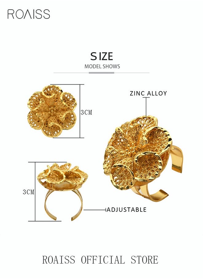 Flower Opening Ring Jewelry Gold Plated Floral Blossom Shape Exquisite Generous Luxury Gift for Engaged Bridal Wedding Women Ladies Girls Golden - pzsku/Z985FE17B44204BE0EF15Z/45/_/1728551843/d67f08a5-b632-463e-ba0f-1a2c0189e327