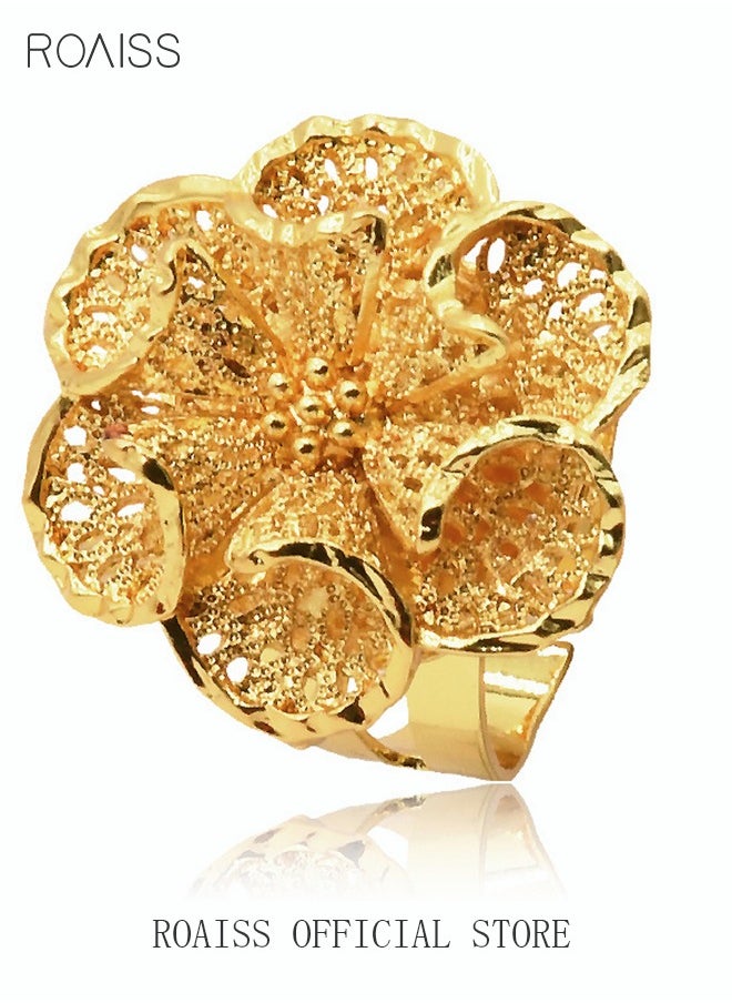 Flower Opening Ring Jewelry Gold Plated Floral Blossom Shape Exquisite Generous Luxury Gift for Engaged Bridal Wedding Women Ladies Girls Golden - pzsku/Z985FE17B44204BE0EF15Z/45/_/1728551844/ddb74688-4c54-46d5-a37b-2f282a938026