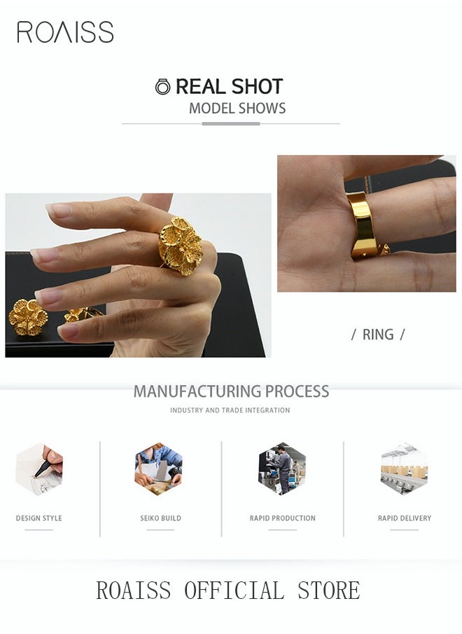 Flower Opening Ring Jewelry Gold Plated Floral Blossom Shape Exquisite Generous Luxury Gift for Engaged Bridal Wedding Women Ladies Girls Golden - pzsku/Z985FE17B44204BE0EF15Z/45/_/1728552038/9b62259e-c7f6-44cd-94ca-0d43c51f7557