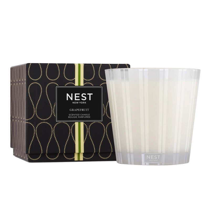 Nest New York NEST New York Scented Luxury 4Wick Candle Grapefruit  437 oz  Up to 120Hour Burn Time  Reusable Glass Vessel 