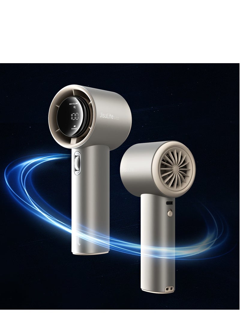 جيسيو لايف مروحة جيسولايف برو 1 تربو المحمولة - مروحة صغيرة قابلة للتعديل بسرعات متغيرة من 1 إلى 100، بطارية 5000 مللي أمبير/ساعة مع شحن سريع 18 واط، هيكل معدني متين، شاشة رقمية ذكية، تصميم أنيق بلون فضي - مثالية للسفر، التخييم، والاستخدام الخارجي - هدية مميزة للرجال والنساء - Image 4
