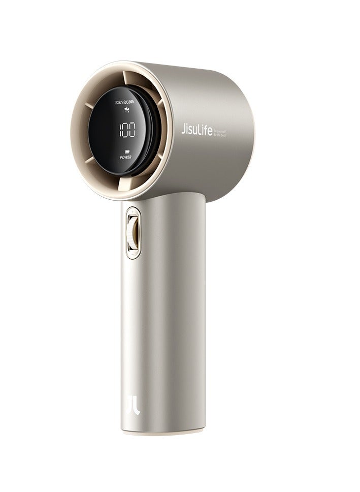 جيسيو لايف مروحة جيسولايف برو 1 تربو المحمولة - مروحة صغيرة قابلة للتعديل بسرعات متغيرة من 1 إلى 100، بطارية 5000 مللي أمبير/ساعة مع شحن سريع 18 واط، هيكل معدني متين، شاشة رقمية ذكية، تصميم أنيق بلون فضي - مثالية للسفر، التخييم، والاستخدام الخارجي - هدية مميزة للرجال والنساء - Image 2