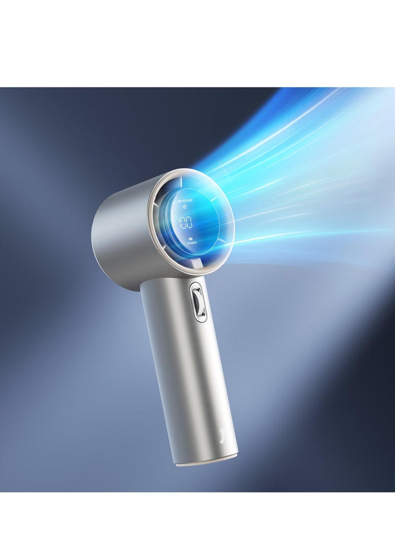 جيسيو لايف مروحة جيسولايف برو 1 تربو المحمولة - مروحة صغيرة قابلة للتعديل بسرعات متغيرة من 1 إلى 100، بطارية 5000 مللي أمبير/ساعة مع شحن سريع 18 واط، هيكل معدني متين، شاشة رقمية ذكية، تصميم أنيق بلون فضي - مثالية للسفر، التخييم، والاستخدام الخارجي - هدية مميزة للرجال والنساء - Image 5