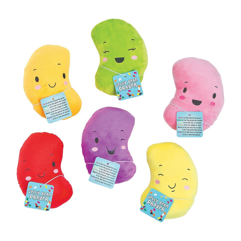 Fun Express Plush Jelly Beans with Prayer Card Set of 12 Plushies Easter Stuffed Animal Toys and Religious Basket Fillers - Image 3