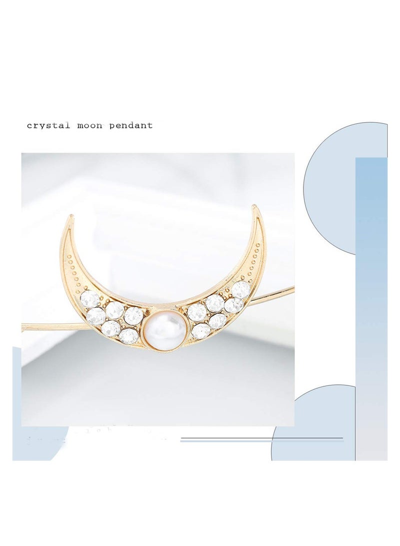Zikra 1 Piece Gold Wedding Crystal Pendant Head Chain Moon Star Hair Ornament - Image 5