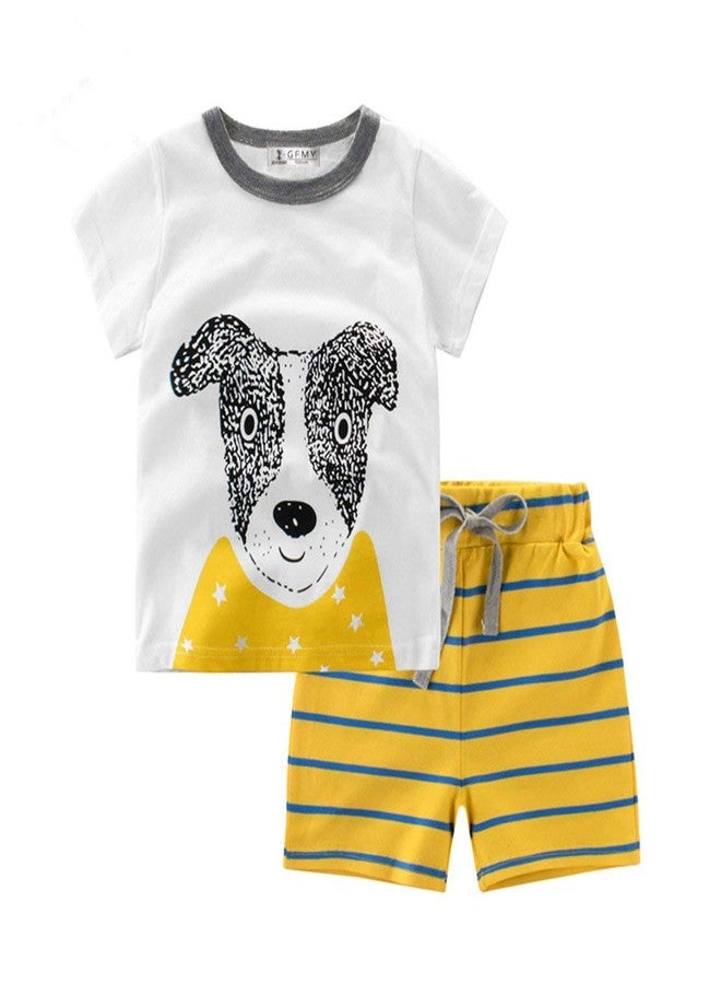 CM-Kid Toddler Boys Pajamas Kids Short Sleeve Pjs Sets for Boy Summer Jammies Clothes 100% Cotton 2 Pieces Dog Sleepwear Size 3T - Image 1