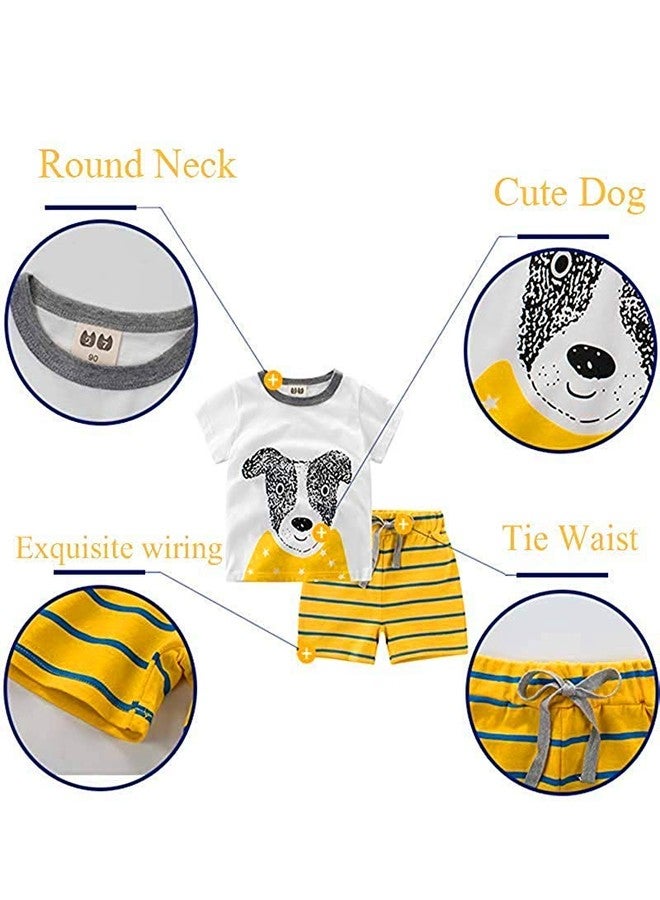 CM-Kid Toddler Boys Pajamas Kids Short Sleeve Pjs Sets for Boy Summer Jammies Clothes 100% Cotton 2 Pieces Dog Sleepwear Size 3T - Image 3
