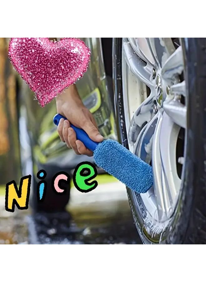 Superfine Fiber Microfiber Car Wheel Brush Blue Soft Scratch Free Cleaning Tool - Image 1