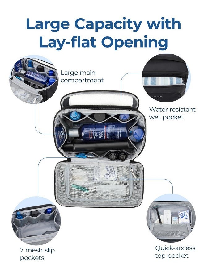 BAGSMART Toiletry Bag For Men, Wide Opening Travel Bag For Toiletries, Dopp Kit Water Resistant Shaving Hygiene Bag For Bathroom Shower, Toiletries Accessories,Travel Essentials-Gray  - Image 2