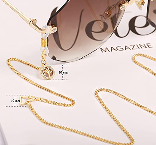 PEARLADA 18K Gold Plated Eyeglass Chain Sunglasses Strap Holder Reading Glasses Retainer Gold Plated Beaded Chain String Cord Lanyard (E. Tree of life) - Image 4