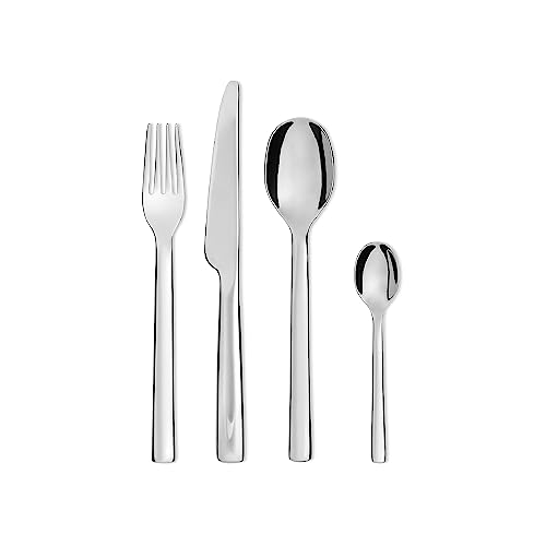 Alessi REB09S24 Ovale - Cutlery set composed of six table spoons, six table forks, six table knives, six coffee spoons in 18/10 stainless steel. - Image 1
