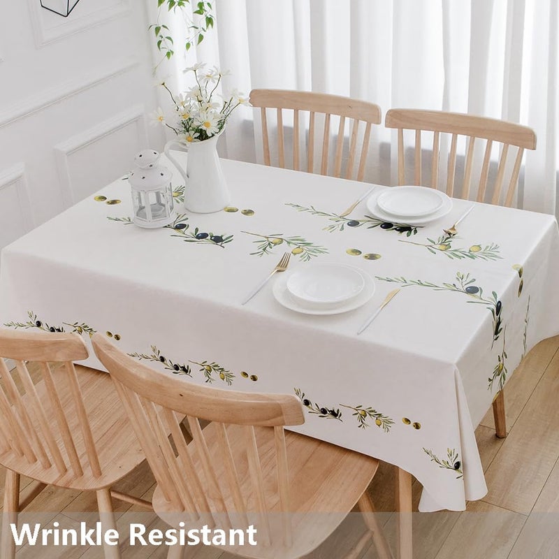 TruDelve Heavy Duty Vinyl Tablecloths Plastic Table Cloths for Kitchen Dining Table Wipeable PVC Waterproof Tablecloth for Square Tables (54"x 54", Olives) - Image 3