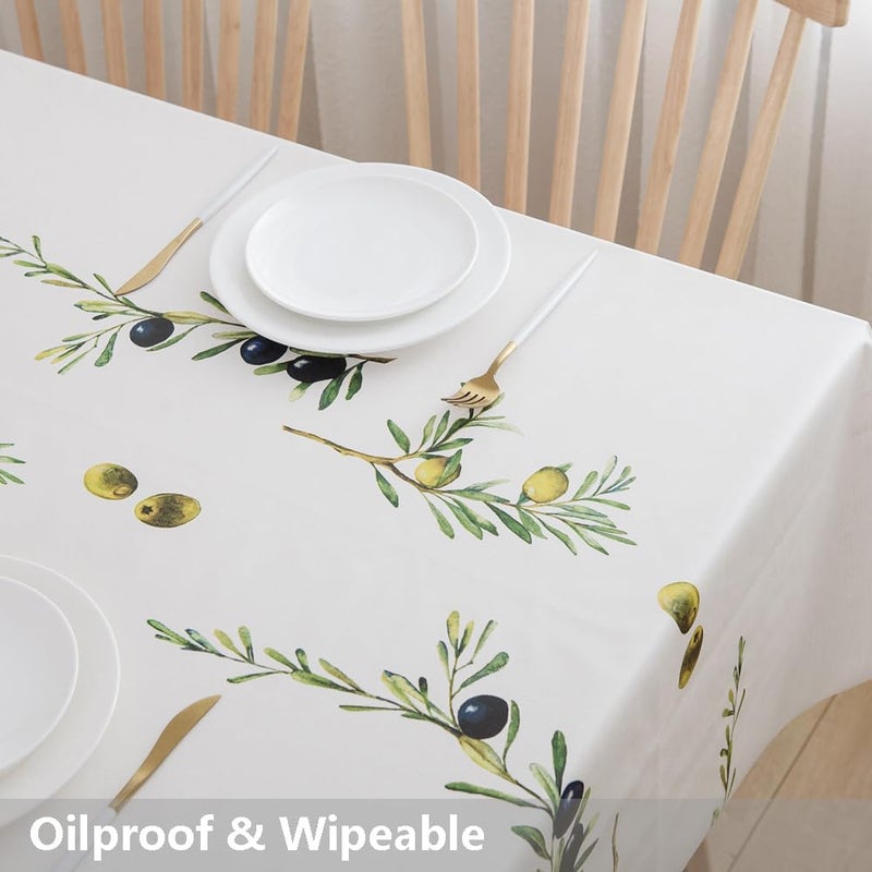 TruDelve Heavy Duty Vinyl Tablecloths Plastic Table Cloths for Kitchen Dining Table Wipeable PVC Waterproof Tablecloth for Square Tables (54"x 54", Olives) - Image 5