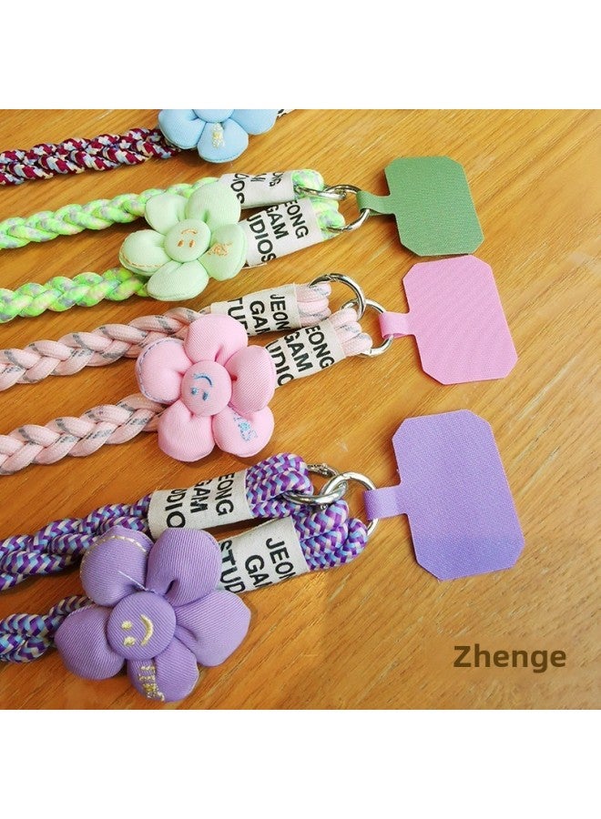 Crossbody Sunflower Three-strand Ponytail Mobile Phone Lanyard Ins Back Rope Fashionable Fresh Outdoor Mountaineering Solid-Specifications Support Image Upload:Crossbody [fluorescent Green Apricot] Sunflower Three-strand Ponytail Lanyard + Green Clip