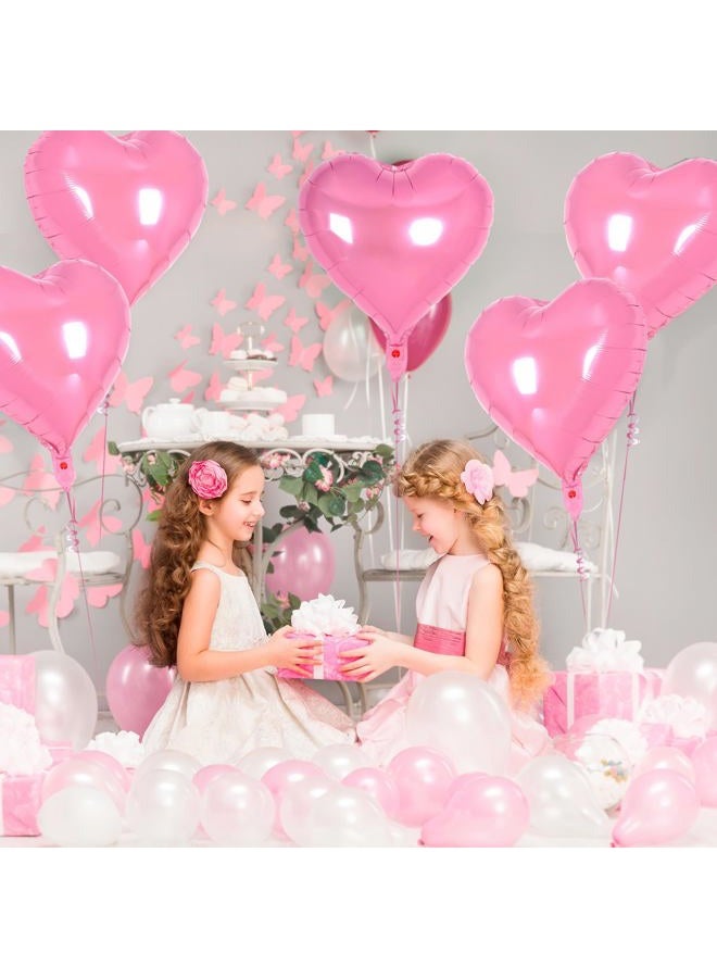 YOTHORN 50 Pcs Heart Balloons,10 Inch Heart Shape Foil Balloons Love Balloon Valentine Balloon for Birthday Party Wedding Engagement Party Baby Shower Valentine Day Decorations (Pink) - Image 3