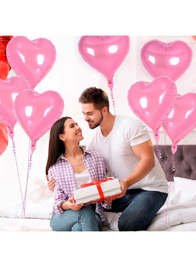 YOTHORN 50 Pcs Heart Balloons,10 Inch Heart Shape Foil Balloons Love Balloon Valentine Balloon for Birthday Party Wedding Engagement Party Baby Shower Valentine Day Decorations (Pink) - Image 4