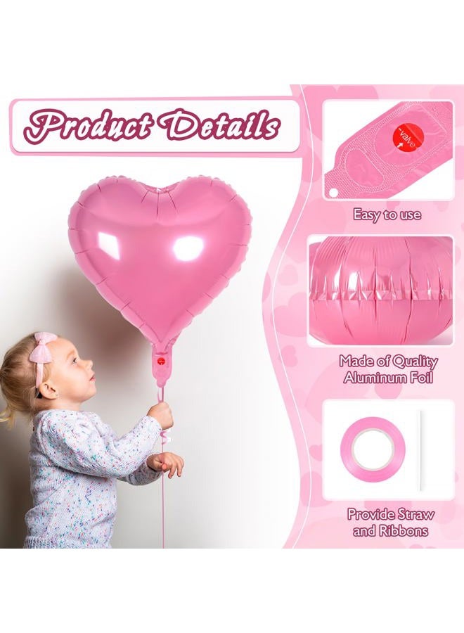 YOTHORN 50 Pcs Heart Balloons,10 Inch Heart Shape Foil Balloons Love Balloon Valentine Balloon for Birthday Party Wedding Engagement Party Baby Shower Valentine Day Decorations (Pink) - Image 5