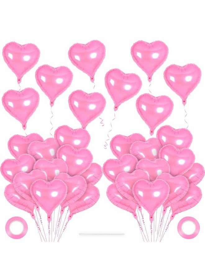 YOTHORN 50 Pcs Heart Balloons,10 Inch Heart Shape Foil Balloons Love Balloon Valentine Balloon for Birthday Party Wedding Engagement Party Baby Shower Valentine Day Decorations (Pink) - Image 1