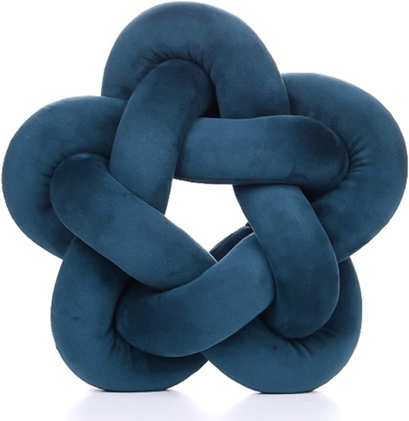 Wadser Knot Plush Throw Pillow Handmade Knotted Star Pillow Soft Sofa Lumbar Cushion Stuffed Cushion Home Office Children Room Decor, Navy Blue - Image 1