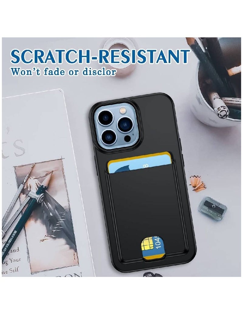 Olliwon Protective Wallet Card Holder Flexible Back Case Cover For iPhone 13 Pro Max Black - Image 2