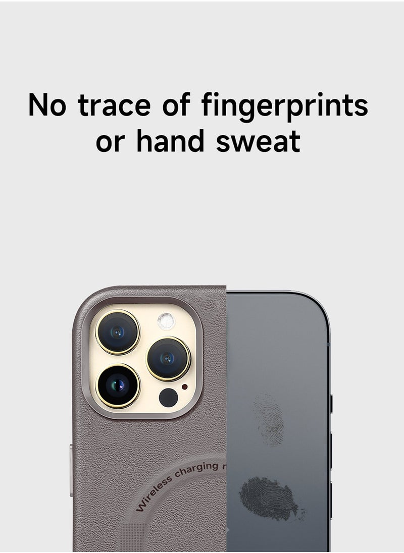 Wtech - Leather Magnetic Wireless Charging Case Original MagSafe Shockproof Case Cover For Apple IPhone 15 Pro 2023 Luxury Clay - Image 1