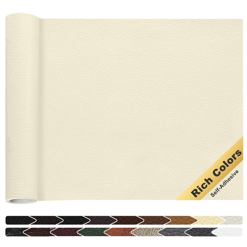 KING MOUNTAIN Leather Repair Patch16 x 60 Inches self Adhesive Leather Repair Tape for Damaged Leather Furniture Sofa SeatingCar Seats Leather GoodsBeige White