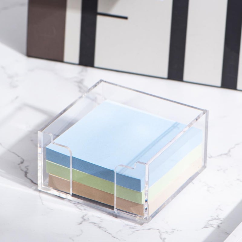 Aewill Sticky Note Holder Acrylic Desk Notepad Holder for 3" x 3" Sticky Notes Classroom Office Organizer - Image 2