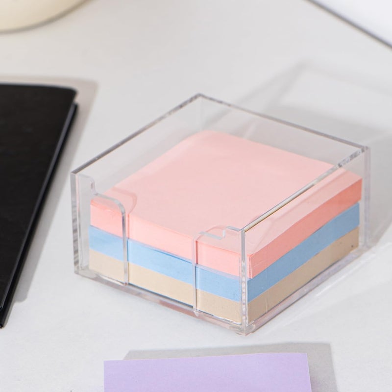 Aewill Sticky Note Holder Acrylic Desk Notepad Holder for 3" x 3" Sticky Notes Classroom Office Organizer - Image 1