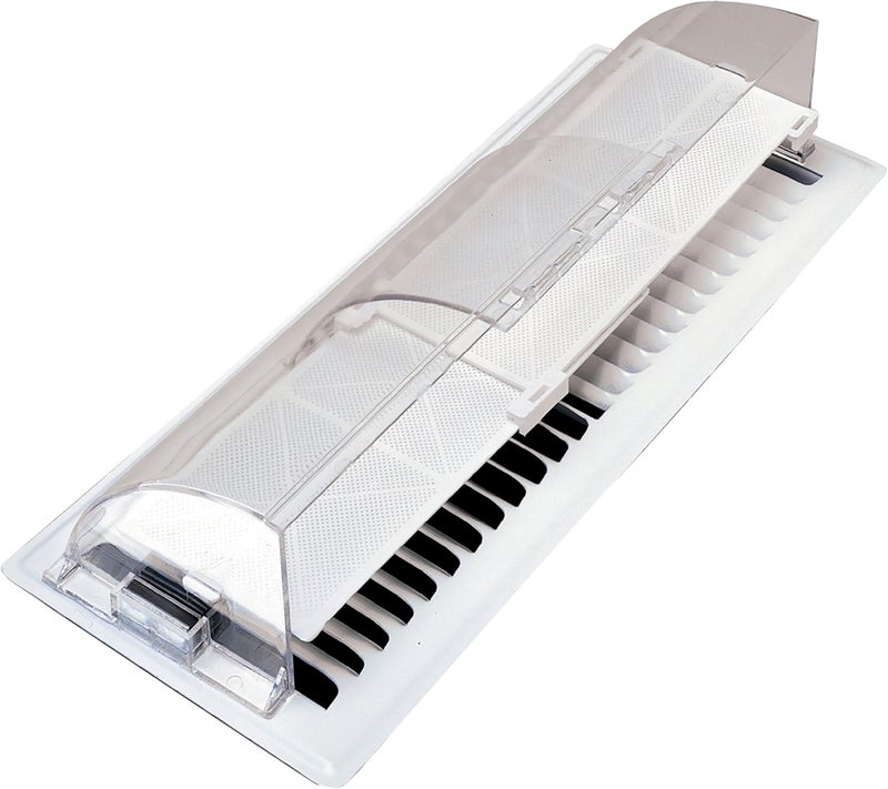 Deflecto Heat and Air Deflector with Dust Filter Clear Plastic 234 Tall Width Adjustable 10 to 14 52 - Image 1