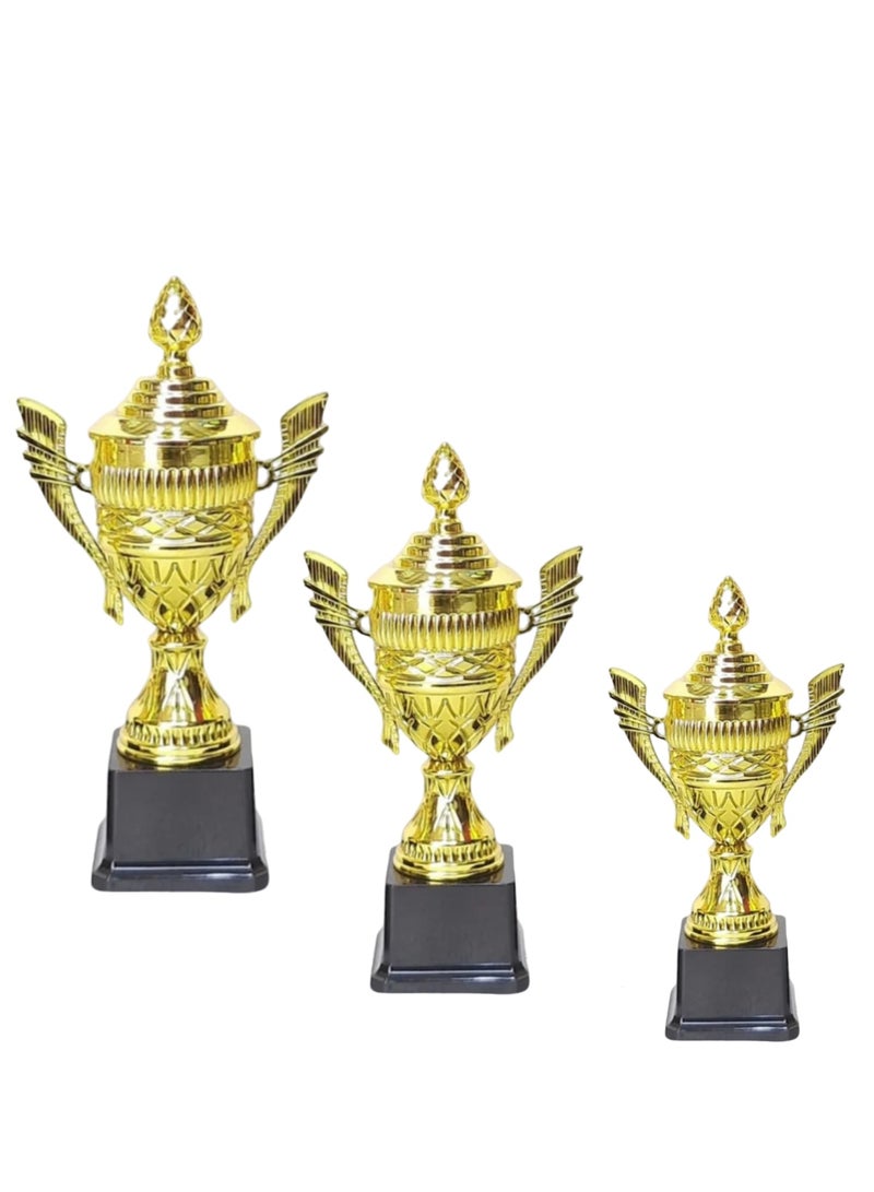 Spall Set of 3 Gold Trophies – 28/26/23cm | Premium Awards & Achievements - Image 1
