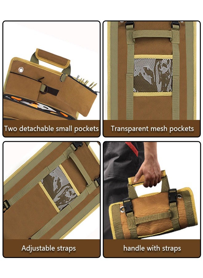HAWAWA - Tool Bag Roll Up, Heavy Duty Rolling Tool Bag, Portable Tool Storage Box with 2 Detachable Zipper Pouch, Compact Small Carrier Bag for Electrician Mechanic - Image 1