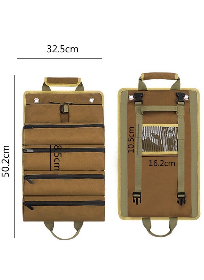 HAWAWA - Tool Bag Roll Up, Heavy Duty Rolling Tool Bag, Portable Tool Storage Box with 2 Detachable Zipper Pouch, Compact Small Carrier Bag for Electrician Mechanic - Image 1